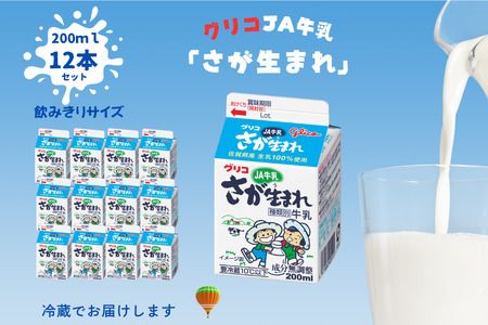 JAさが生まれ牛乳 200ml×12本セット:A080-017