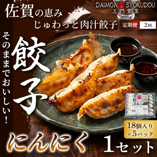 [定期便2ヶ月][当店人気No.1]にんにく餃子(18個入り×5P) 1セット:B320-019