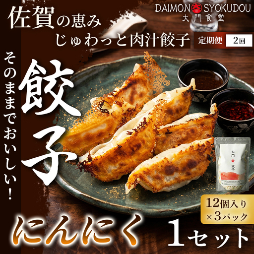[定期便2ヶ月][1個28gで満足度大!]大門餃子 にんにく(12個入×3P) 1セット:B220-047