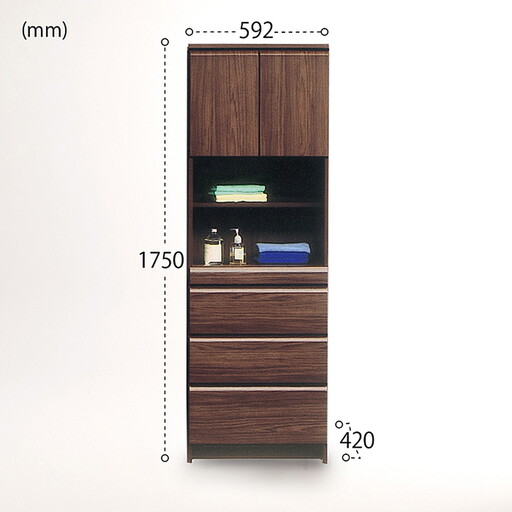 60幅サニタリー隙間収納（BR）【諸富家具】：C150-039