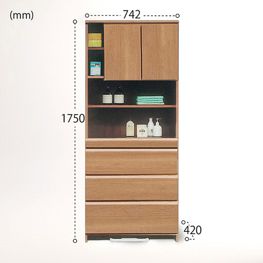 75幅サニタリー隙間収納（NA）【諸富家具】：C166-003