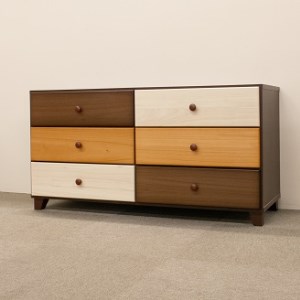 120ローチェスト3段マルーンⅡ【諸富家具】：C106-022