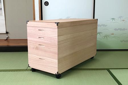 柿渋染め総桐衣裳箱 キャスター付浅深4段 PKR-4DC:B880-003