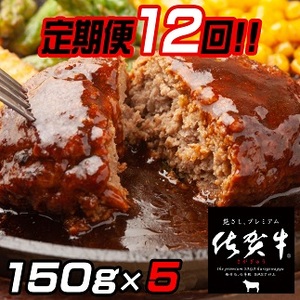 [定期便12回]佐賀牛入りハンバーグ 5個:C115-004