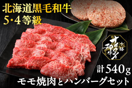 十勝ナイタイ和牛 5・4等級 モモ焼肉とハンバーグセット[計540g]| 和牛肉 冷凍ハンバーグ 国産牛肉 国産牛 国産和牛 黒毛和牛 お肉 セット 北海道