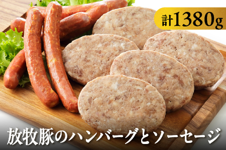 十勝しんむら牧場 放牧豚のハンバーグとソーセージセット [ハンバーグ150g×5個 ・ソーセージ3本入(約210g)×3P]北海道 豚肉 冷凍ハンバーグ ソーセージ お取り寄せ