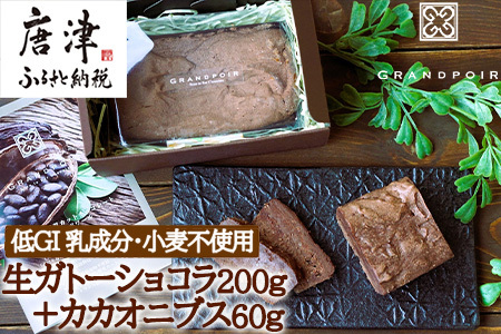 グランポワール 低GI・無添加 生ガトーショコラ200g+カカオニブス60g(合計260g)乳･小麦･白砂糖不使用･糖質カット･ヴィーガン対応 スーパーフード スイーツ
