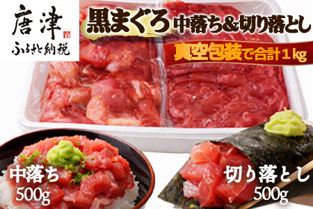 生食用 国産 黒まぐろ中落ち・切り落としセット 各約500g (合計約1kg) マグロ 鮪 刺身 さしみ 魚 魚介 海鮮 海産物