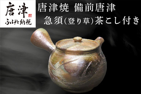 唐津焼 備前唐津 急須(登り草) 茶こし付き 茶器 きゅうす 日本茶 緑茶 ティーポット 食器 ギフト「2024年 令和6年」