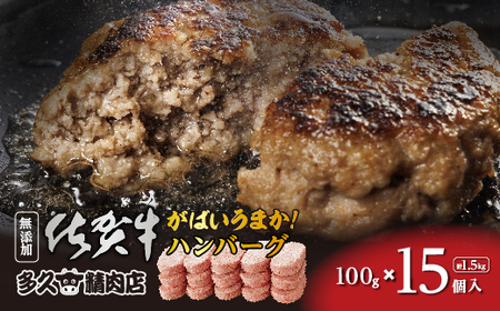 がばいうまか!佐賀牛入り ハンバーグ 15個 | たっぷり ハンバーグ 100g×15個 冷凍 個包装 九州産 豚 国産 玉ねぎ _b-475