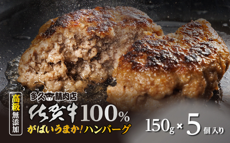 佐賀牛 100% がばいうまか! ハンバーグ 150g×5個 | 個包装 黒毛和牛 和牛 牛肉 国産 _b-476