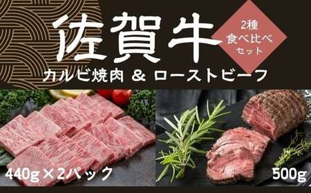 佐賀牛カルビ焼肉440g×2パック、佐賀牛ローストビーフ500g