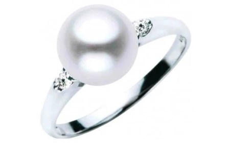 アコヤ真珠リング ダイヤモンド入り プラチナ  指輪 N045