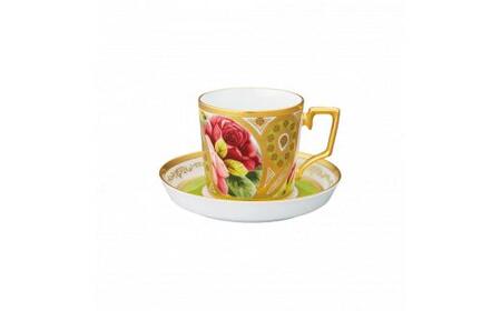 オマージュ コレクションコーヒー碗皿(若草色絵薔薇文)