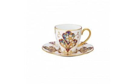 オマージュ コレクションコーヒー碗皿(雲母金彩花文)