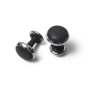 伊万里焼強化磁器カフスボタン（マット釉黒） 029-H1013