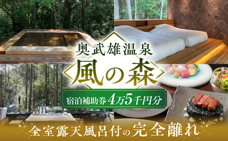 奥武雄温泉 風の森 宿泊補助券 4万5000円分 /奥武雄温泉 風の森[UEC002] 宿泊券 宿泊補助券