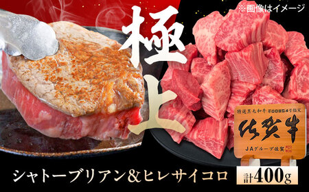 佐賀牛 ヒレセット 計400g(シャトーブリアン・ヒレサイコロステーキ 各200g)