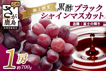 希少 ブラック シャインマスカット 富士の輝き 1房 約700g 【先行予約】【2025年8月下旬～9月下旬発送予定】高糖度 ブラックシャインマスカット マスカット フルーツ 果物 ぶどう 新鮮 生産者直送 葡萄 佐賀県 鹿島市 送料無料 C-156
