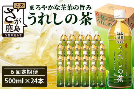 工場直送！うれしの茶 500ml×24本入 《6回 定期便》箱買い セット お茶 飲料 緑茶 飲み切りサイズ うれしの 嬉野茶 ペットボトル 24本入り 500ml ストック ギフト 贈り物 贈答 お中元 お歳暮 季節の変わり目 旬 備蓄 備え 佐賀県 鹿島市 J-35