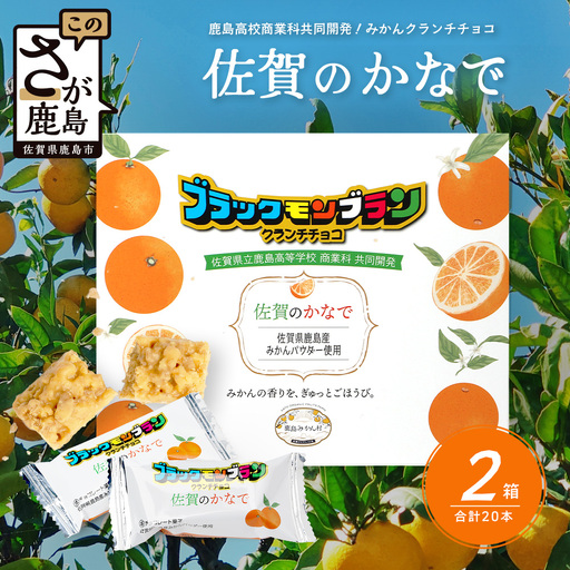 [鹿島高校 商業科 共同開発]みかん クランチチョコ 佐賀のかなで 鹿島産みかんパウダー使用 2箱(10本入×2箱)佐賀 鹿島 チョコレート ご当地スイーツ
