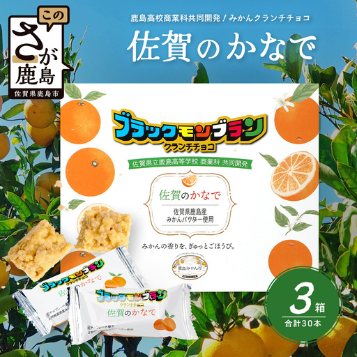 【鹿島高校 商業科 共同開発】みかん クランチチョコ 佐賀のかなで 鹿島産みかんパウダー使用 3箱（10本入×3箱）佐賀 鹿島 チョコレート ご当地スイーツ C-191