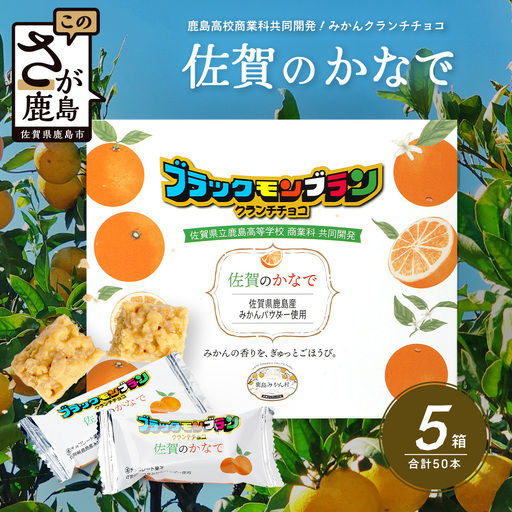 【鹿島高校 商業科 共同開発】みかん クランチチョコ 佐賀のかなで 鹿島産みかんパウダー使用 5箱（10本入×5箱）佐賀 鹿島 チョコレート ご当地スイーツ D-286