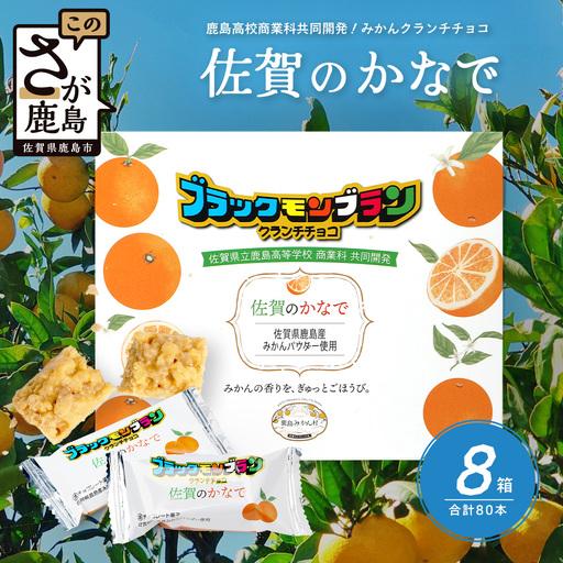 【鹿島高校 商業科 共同開発】みかん クランチチョコ 佐賀のかなで 鹿島産みかんパウダー使用 8箱（10本入×8箱）佐賀 鹿島 チョコレート ご当地スイーツ F-94