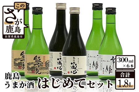 鹿島うまか酒はじめてセット (300ml×6本）（特別純米酒３種） B-403