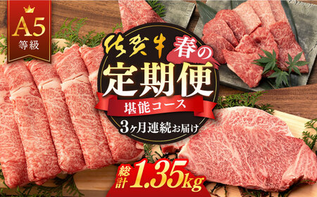 [3回定期便]佐賀牛 春の定期便 堪能コース [桑原畜産] [NAB102] 佐賀牛 牛肉 定期便 ステーキ 焼肉BBQ すき焼き 佐賀牛 牛肉 定期便 ステーキ 焼肉BBQ すき焼き