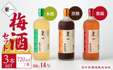 東一 本格梅酒・黒糖梅酒・紫蘇梅酒 720ml 3本 [嬉野酒店] [NBQ007] 東一 梅酒 酒 お酒 飲み比べ のみくらべ 佐賀 嬉野 ギフト 贈答 おすすめの酒 人気の酒 梅酒