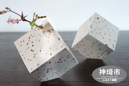花器 キューブ(中) 白 (H038108)