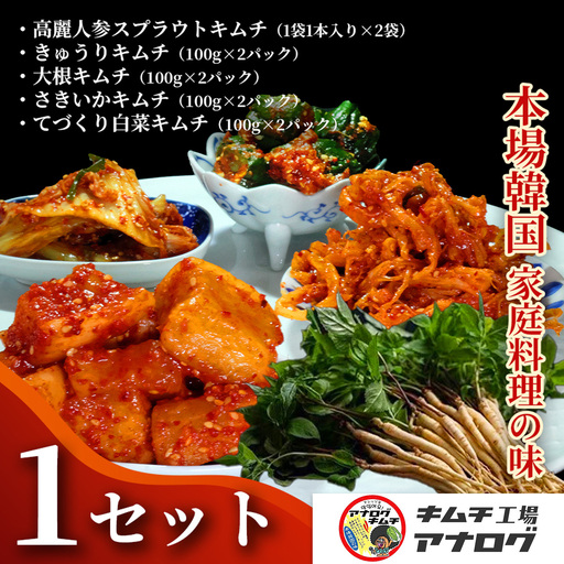 5種の本格キムチ食べ比べ 4種のキムチ(各100g×2パック)+スプラウトキムチ(1本入り×2袋)(H104265)