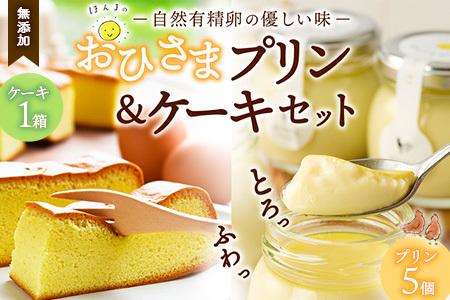 おひさまプリン&ケーキセット[スイーツ 平飼い 無添加 有精卵 ミルン牧場 牛乳 プリン県 プリンマップ ] (H073110)