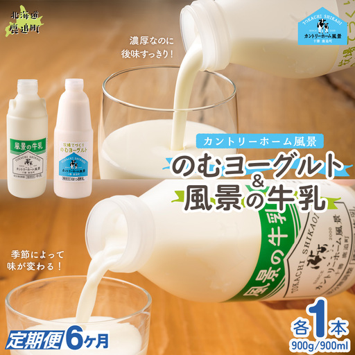 【定期6ヶ月】のむヨーグルト900g 風景の牛乳900ml 各1本 SKB093