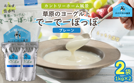 プレーン 草原のヨーグルト でーでーぽっぽ 1kg ×2