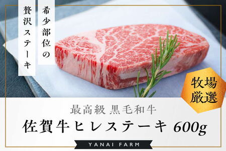 《佐賀牛》「梁井」希少部位 ヒレステーキ 3枚 600g【佐賀牛 ヒレステーキ フィレステーキ ヒレ肉 フィレ やわらか 上質 サシ 美味しい パーティー イベント ブランド肉】 K081024
