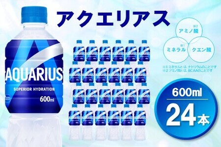 アクエリアス 600mlPET×24本(1ケース)[コカコーラ 熱中症対策 スポーツ飲料 スポーツドリンク 水分補給 カロリーオフ ペットボトル 健康 スッキリ ミネラル アミノ酸 クエン酸 リフレッシュ 常備 保存 買い置き]K090130