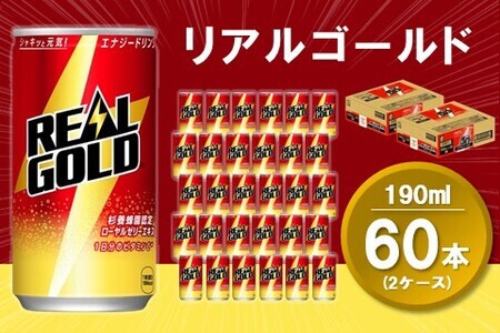 リアルゴールド 190ml缶 (2ケース) 計60本[コカコーラ エナジードリンク ローヤルゼリー お手軽 高麗人参エキス ビタミンB2 ビタミンB6 ビタミンC やる気サポート 常備 保存 買い置き]K090156