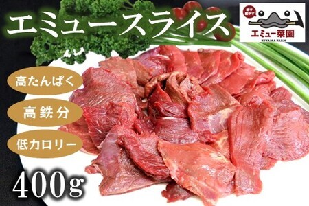 エミュースライス 400g【エミュー 基山産 高タンパク 高鉄分 低カロリー ヘルシー ジビエ 貴重肉 鉄分補給】 A2-F006004