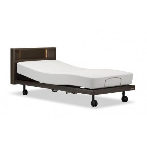 フランスベッド電動リクライニングGS-03C（3モーター：背上げ・脚上げ・上下昇降）キャスタータイプ　マットレス・手すり付き（シングル）