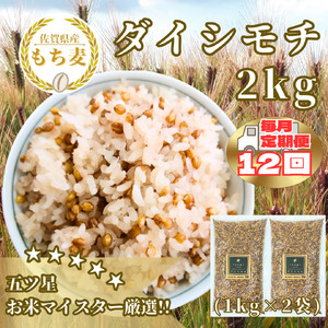 CIB39_【１２回定期便】ダイシモチ２ｋｇ もち麦 キラリ もち麦ごはん