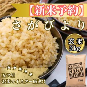 CIB86_令和7年産[(新米)11月以降発送][玄米]さがびより3kg[五つ星お米マイスター厳選!]