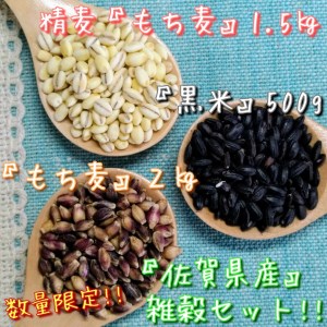 CI032_佐賀県産もち麦２kg・精麦もち麦1.5kg・黒米500g
