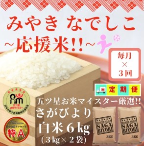 CID63_[みやきなでしこ]応援米[3回定期便]さがびより白米6kg(3kg×2袋) [五つ星お米マイスター厳選!]
