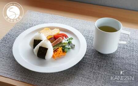 金善製陶所 24.5cm 円リムプレート・マグカップ スノー 2枚セット 有田焼 食器 器 うつわ プレート 30000円 3万円