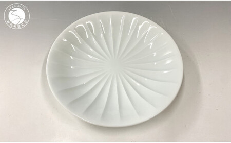 有田焼 白磁稜線皿(大)[中仙窯・中尾純作]食器 器 うつわ 皿 メインディッシュ 白磁 伝統工芸 作家 シンプル A75-59