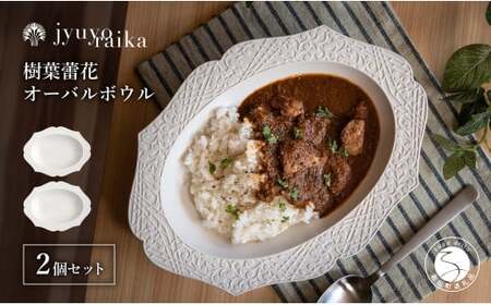 有田焼 切り紙文様のレリーフ 樹葉蕾花 オーバルボウル 2個 セット (パステルアイボリー) 切り紙作家「矢口加奈子」とのコラボ[ワークショップワイズケイ]食器 皿 楕円皿 パスタ パスタボウル カレー スープボウル 白色 ギフト