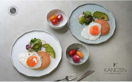 有田焼 23.5cm 十六角プレート / 10.5cm 十六角ボウル 4枚セット[金善製陶所]食器 器 皿 セット おしゃれ モダン 磁器 デザイン プレート ボウル 白 青 電子レンジ対応 55000円