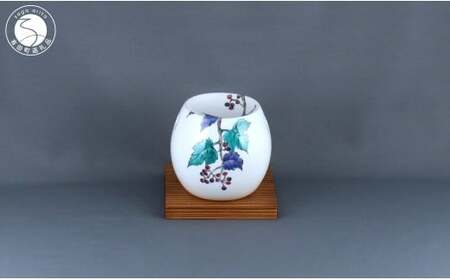 有田焼 茶香炉[山ぶどう文][赤絵白磁硯処 雪月花]手描き 伝統工芸 香炉 赤絵 インテリア 80000円 8万円 A80-54